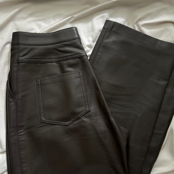 OAK + FORT: STRAIGHT LEG VEGAN LEATHER PANT - Picture 5 of 7